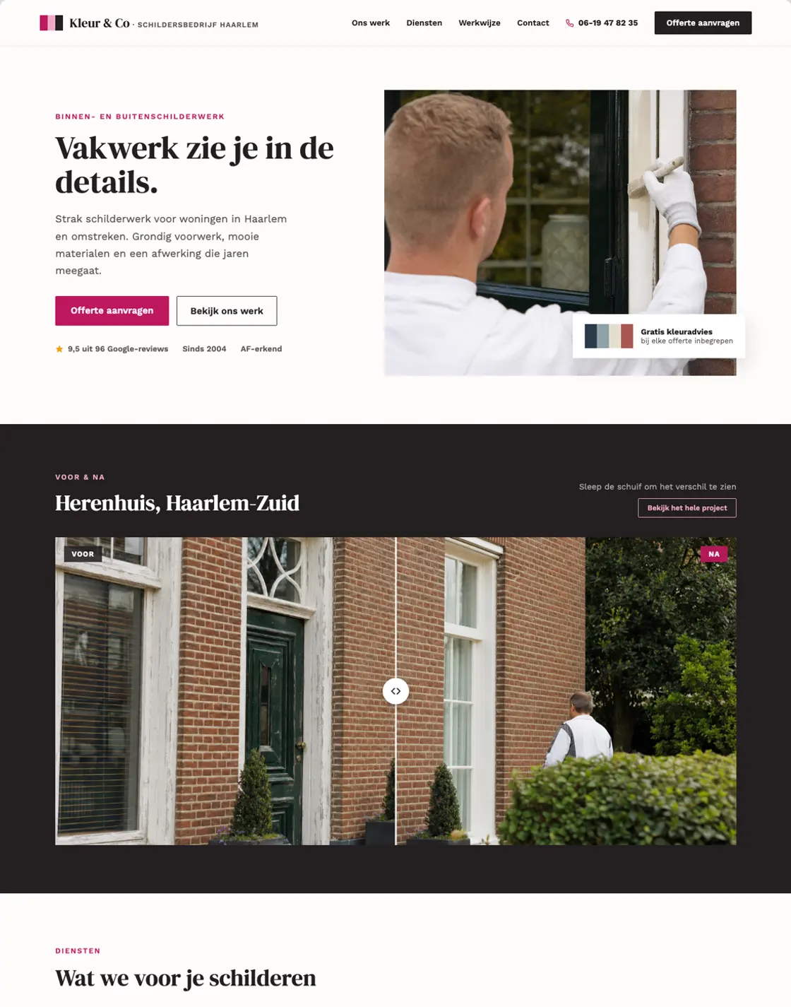 Voorbeeld: Schildersbedrijf Kleur & Co